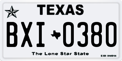 TX license plate BXI0380