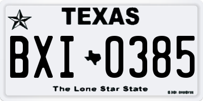 TX license plate BXI0385