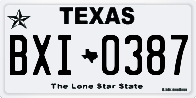 TX license plate BXI0387