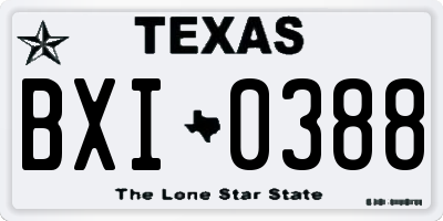 TX license plate BXI0388