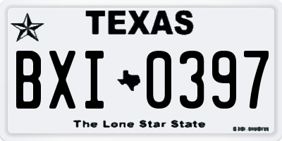 TX license plate BXI0397