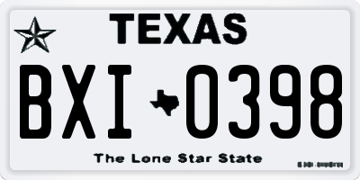 TX license plate BXI0398
