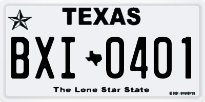 TX license plate BXI0401