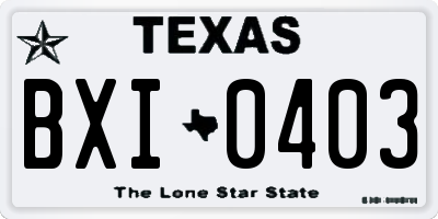 TX license plate BXI0403