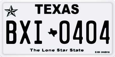 TX license plate BXI0404