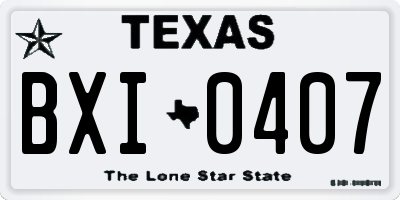 TX license plate BXI0407