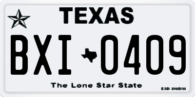 TX license plate BXI0409