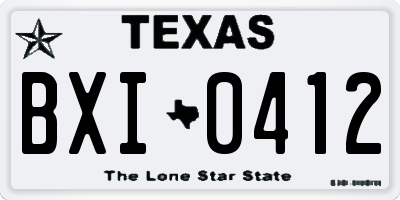 TX license plate BXI0412