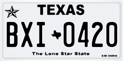 TX license plate BXI0420