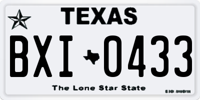 TX license plate BXI0433