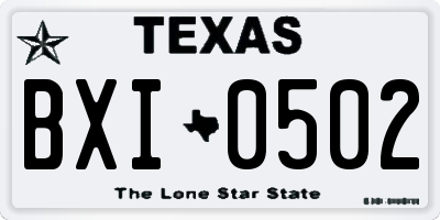 TX license plate BXI0502