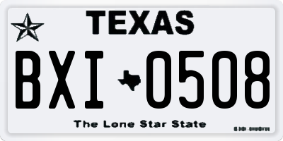 TX license plate BXI0508