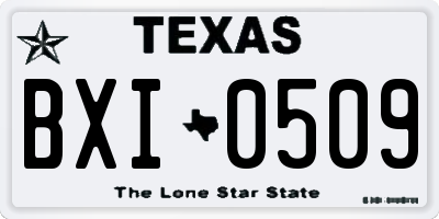TX license plate BXI0509