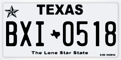 TX license plate BXI0518