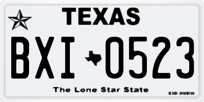 TX license plate BXI0523