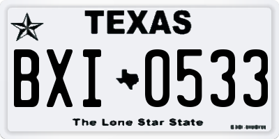 TX license plate BXI0533