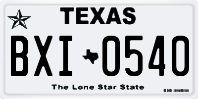 TX license plate BXI0540