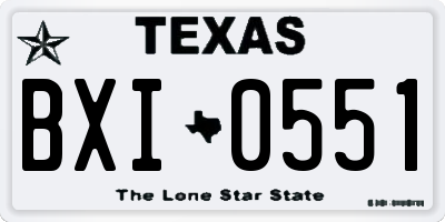 TX license plate BXI0551