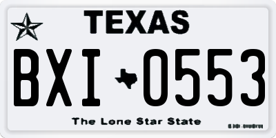TX license plate BXI0553