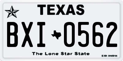TX license plate BXI0562