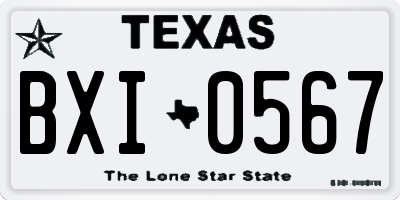 TX license plate BXI0567