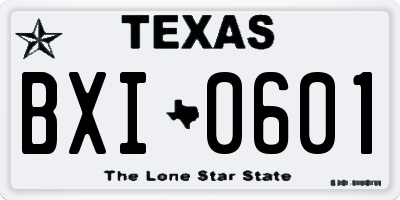 TX license plate BXI0601