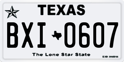 TX license plate BXI0607