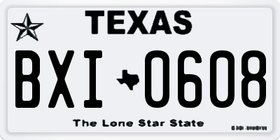 TX license plate BXI0608