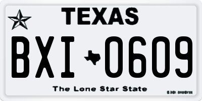 TX license plate BXI0609
