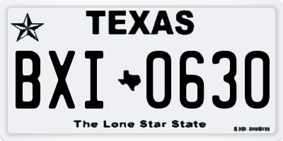 TX license plate BXI0630