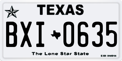 TX license plate BXI0635