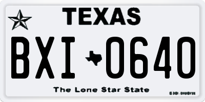 TX license plate BXI0640