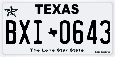 TX license plate BXI0643