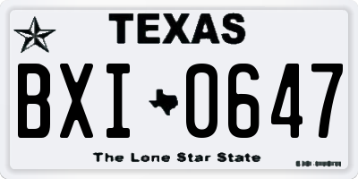 TX license plate BXI0647