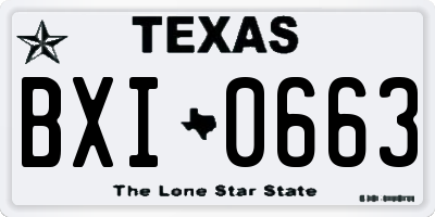 TX license plate BXI0663