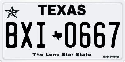 TX license plate BXI0667