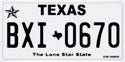 TX license plate BXI0670