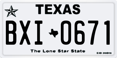 TX license plate BXI0671