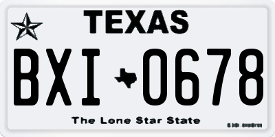 TX license plate BXI0678