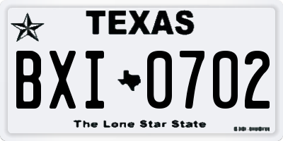 TX license plate BXI0702