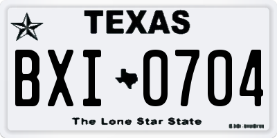 TX license plate BXI0704
