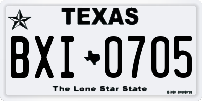 TX license plate BXI0705