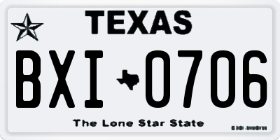 TX license plate BXI0706