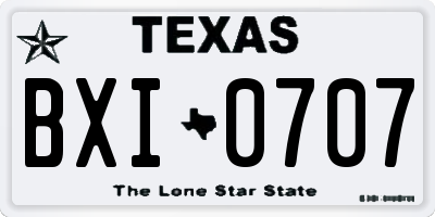 TX license plate BXI0707