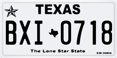 TX license plate BXI0718