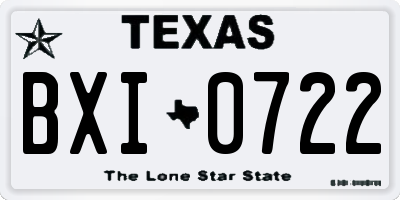 TX license plate BXI0722