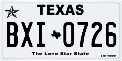 TX license plate BXI0726