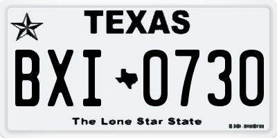 TX license plate BXI0730