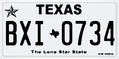TX license plate BXI0734