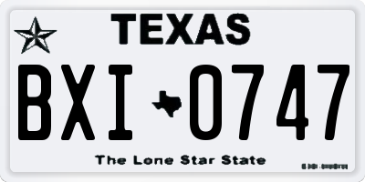 TX license plate BXI0747